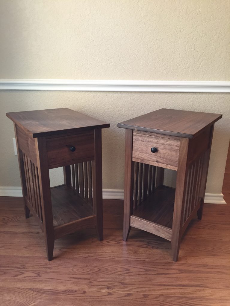 End tables, hand made, walnut and maple end table, mission style