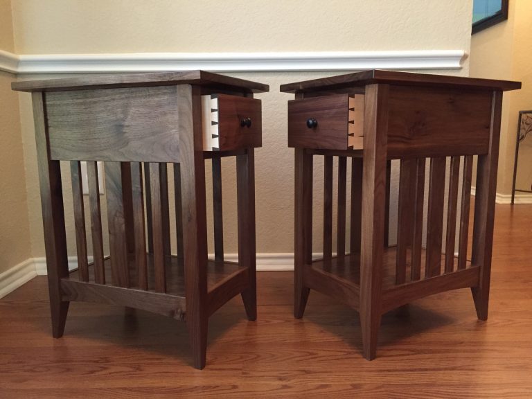 End tables, hand made, walnut and maple end table, mission style